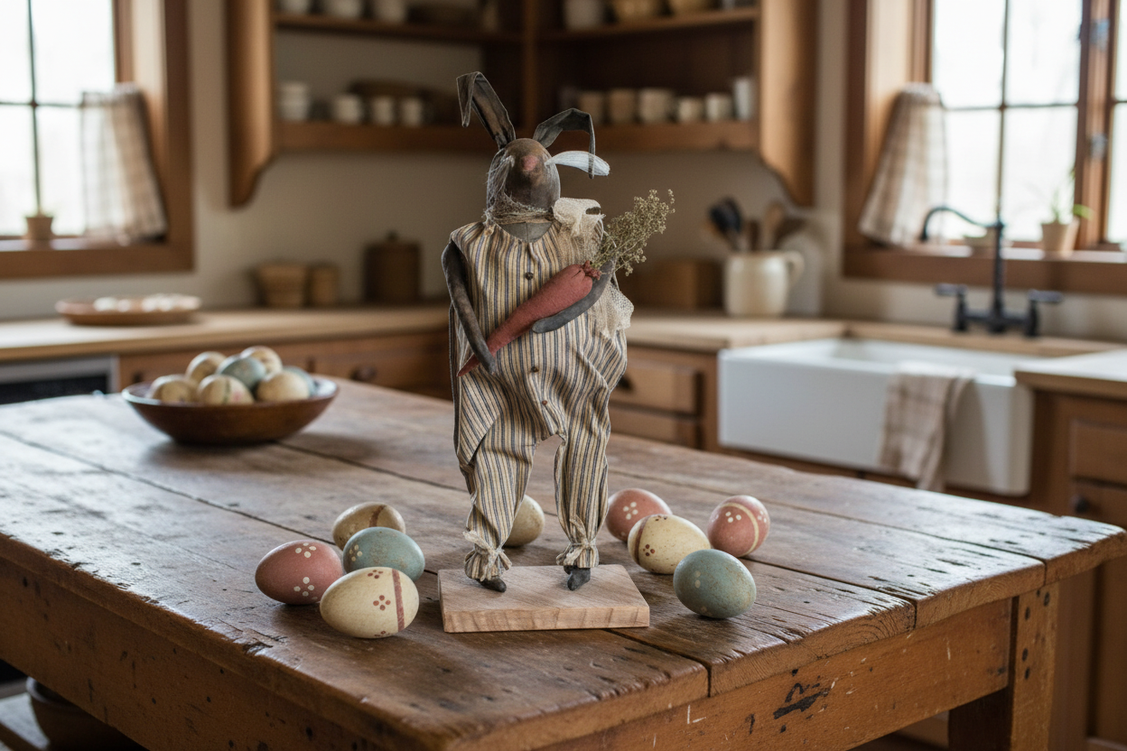 Primitive Bunny Holding Carrot