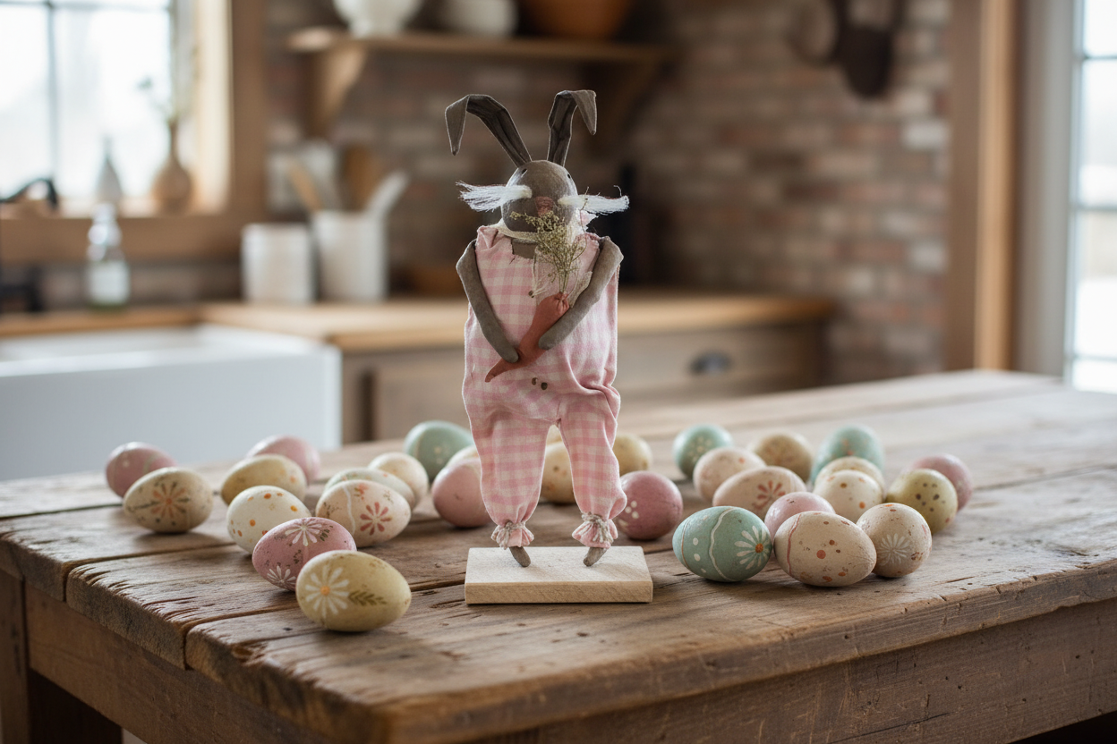 Primitive Bunny Holding Carrot