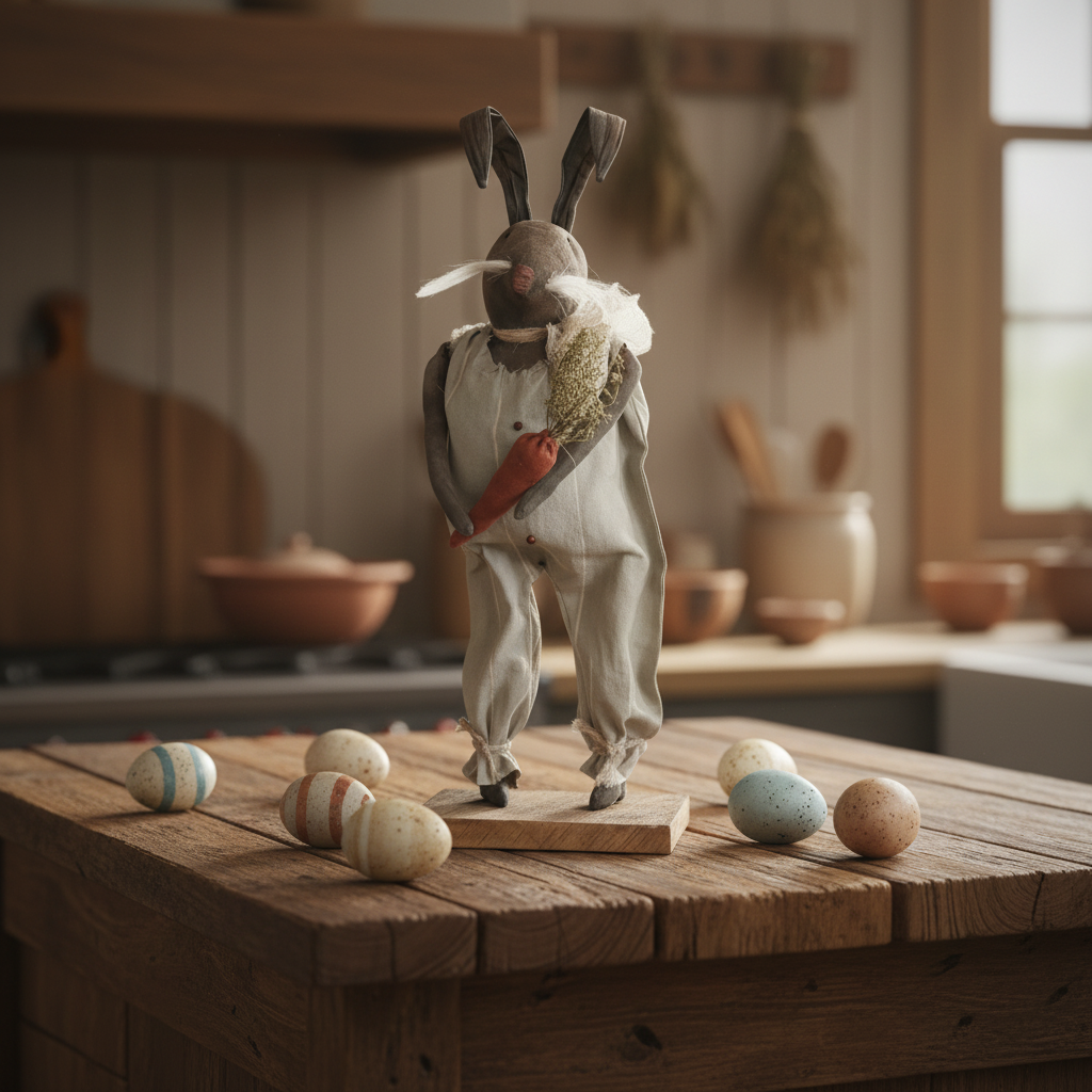 Primitive Bunny Holding Carrot