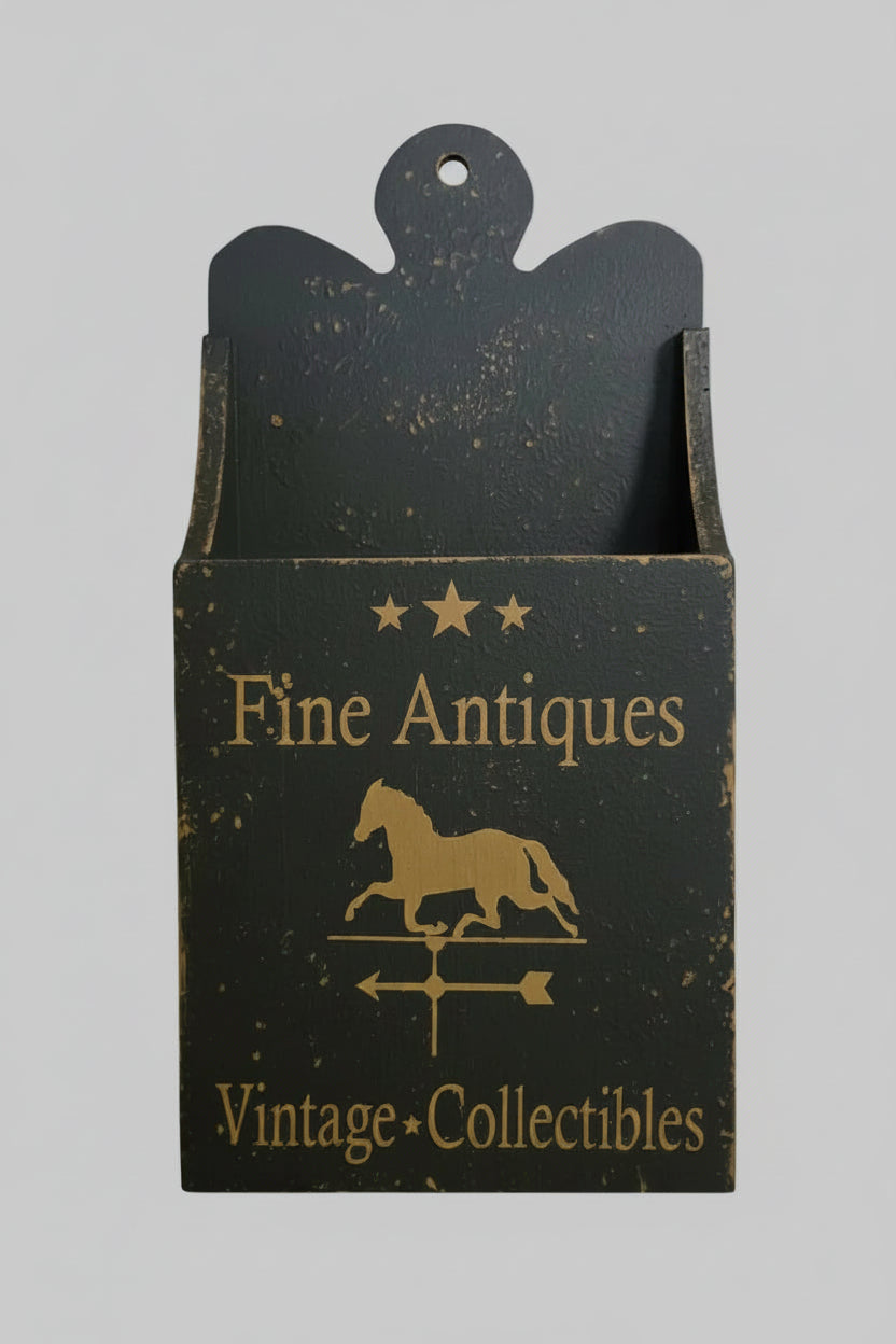 Vintage-style sign with 'Fine Antiques' and 'Vintage Collectibles' text