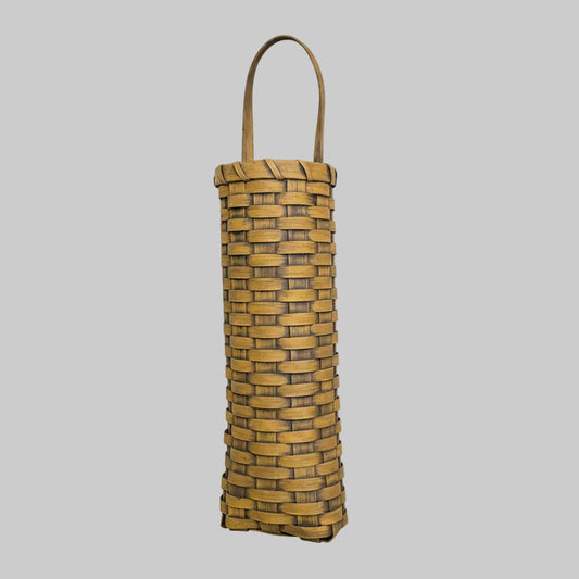 Woven basket on a wooden surface