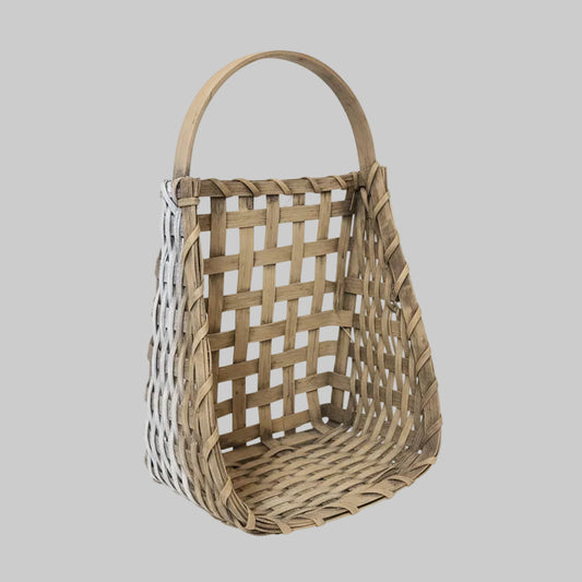 Woven basket on a wooden surface