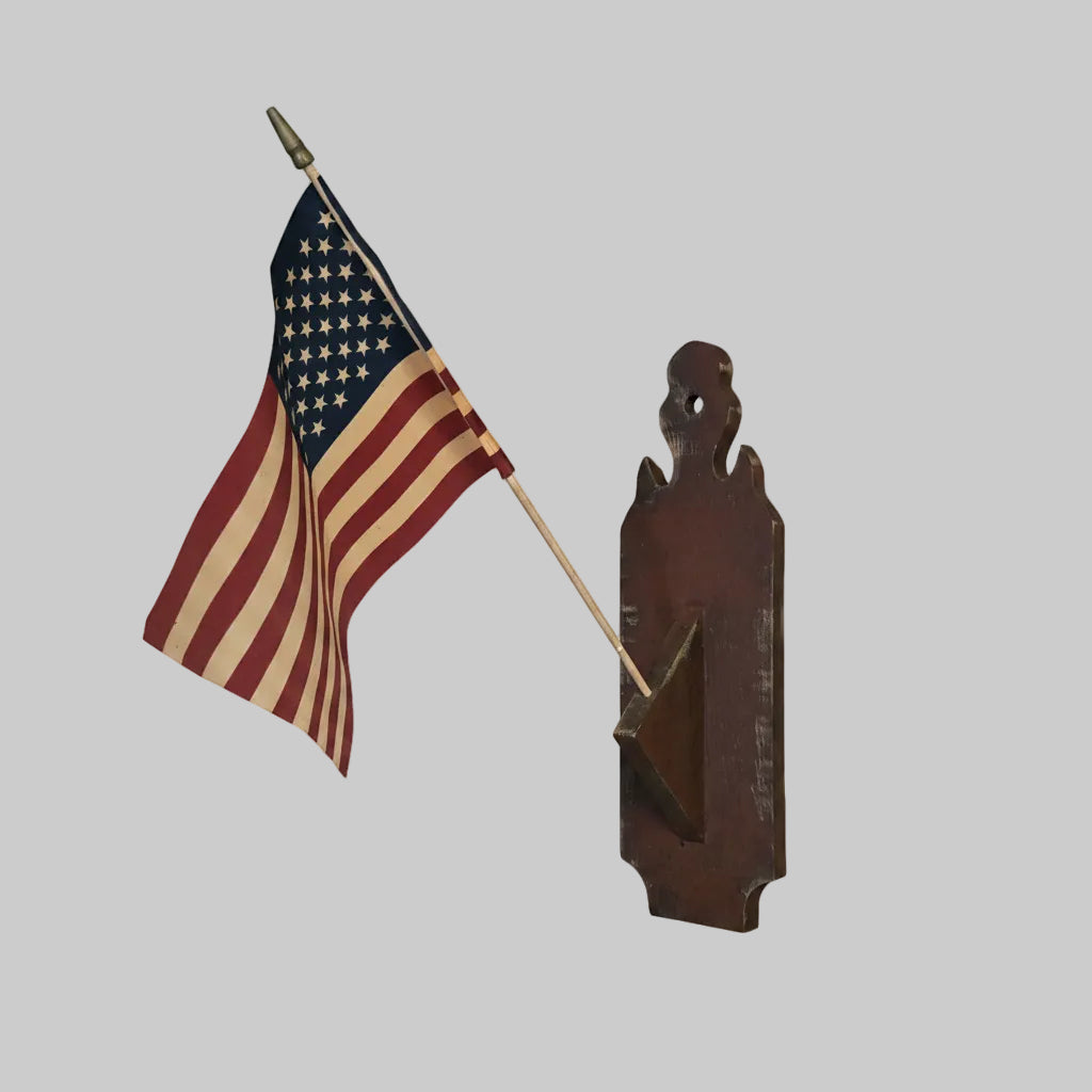 Primitive Wooden Flag Holder Burgundy