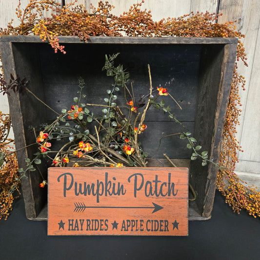 Pumpkin Patch Hay Rides Apple Cider Primitive Wood Sign