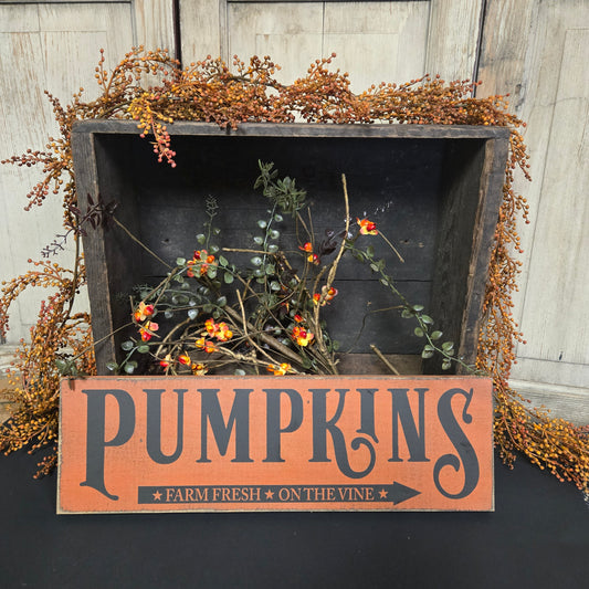 Pumpkins Farm Fresh on the Vine Sign