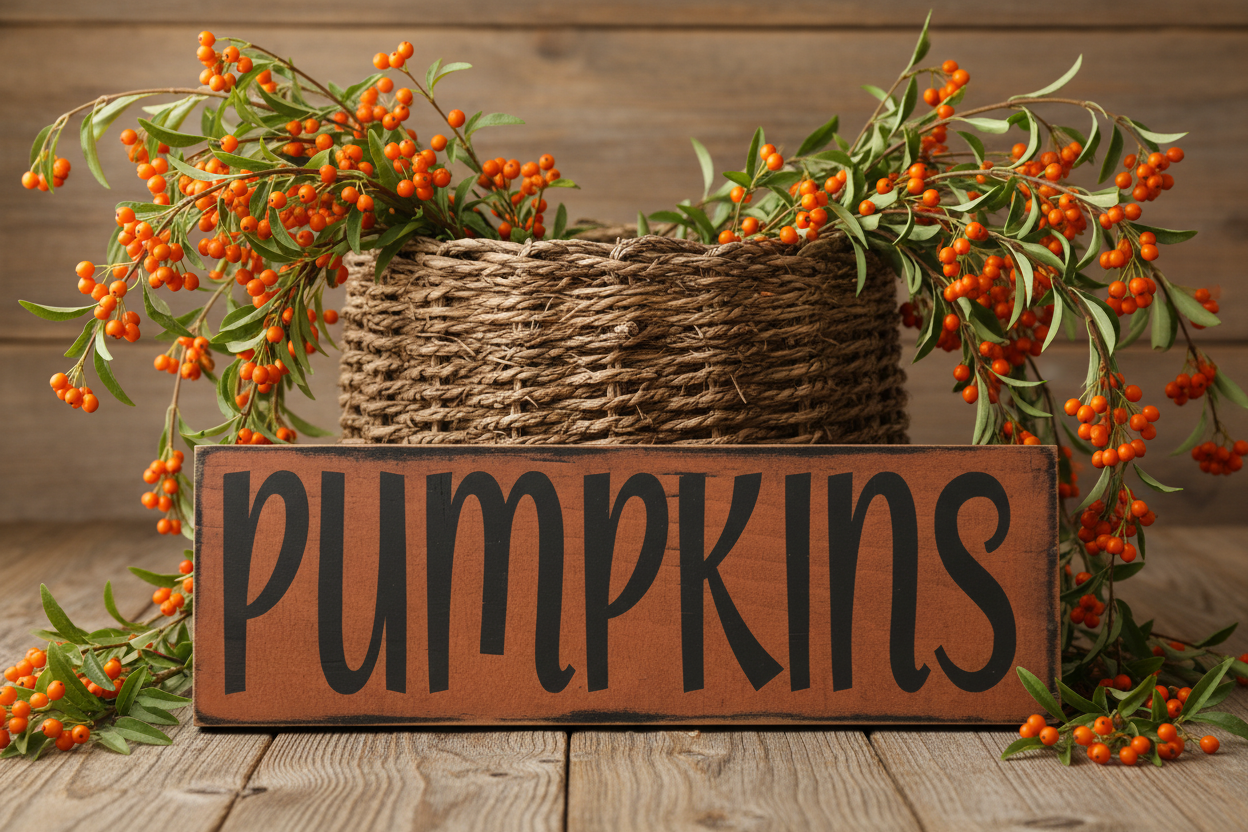 Pumpkins Primitive Wood Sign