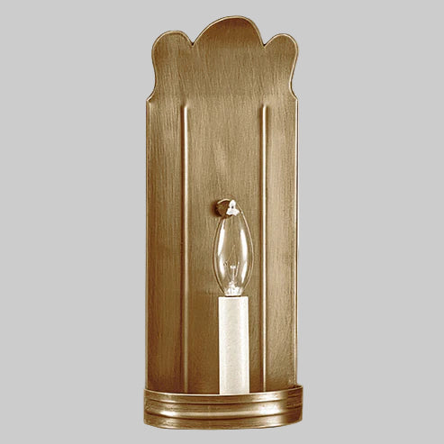 Bronze wall sconce with a clear bulb on a gray background