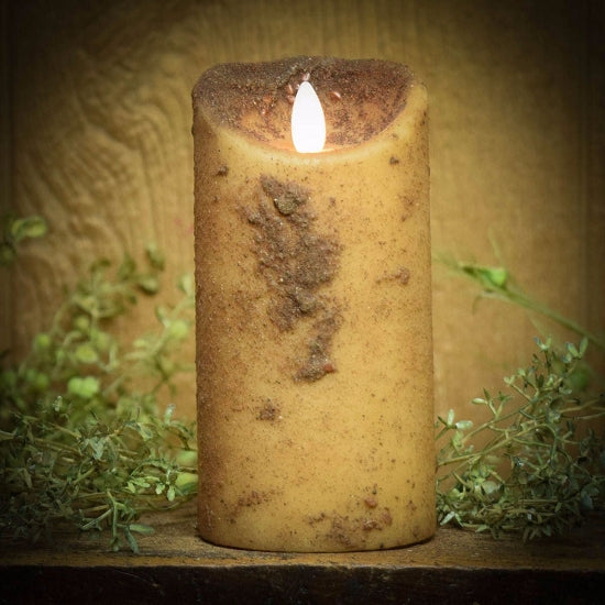 3" x 6" moving flame cream pillar candle with timer feature