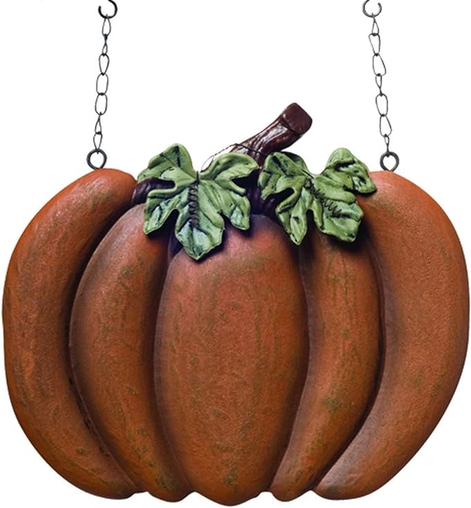 Detail close up of the pumpkin on chain.