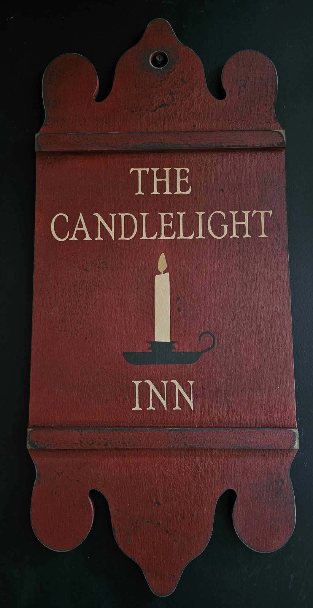 The Candlelight Inn Primitive Wood Sign