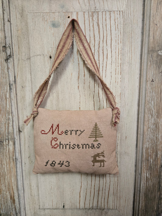 Collection of Primitive Christmas Cross Stitch Pillows