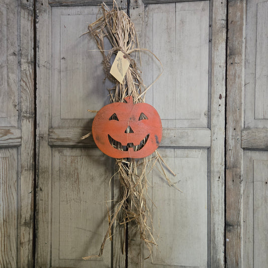 Pumpkin Face with Raffia