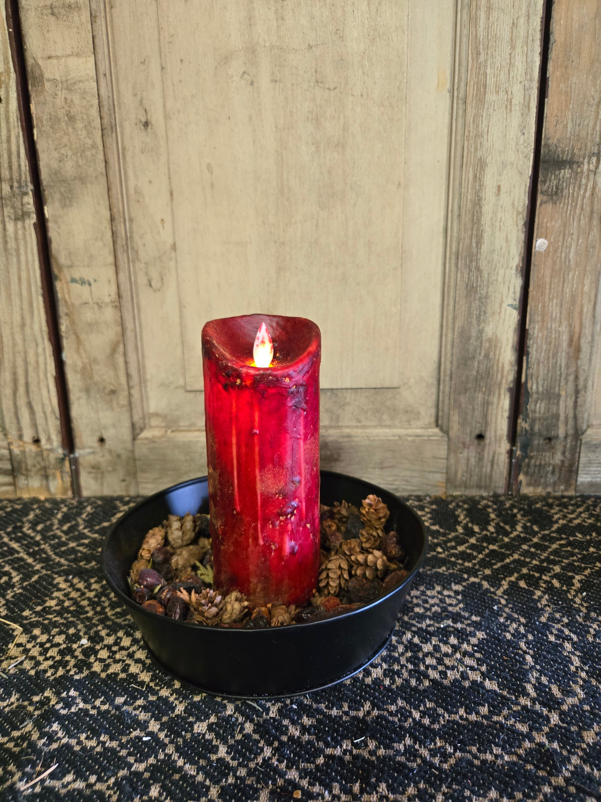 2" x 6" Moving Flame Pillar Burgundy