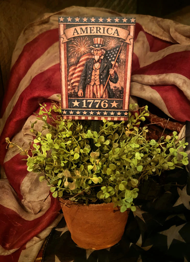 Primitive Uncle Sam 1776 Patriotic Poke Pot