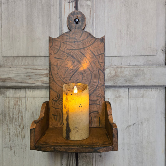 Pumpkin Comb Painted Wooden Sconce