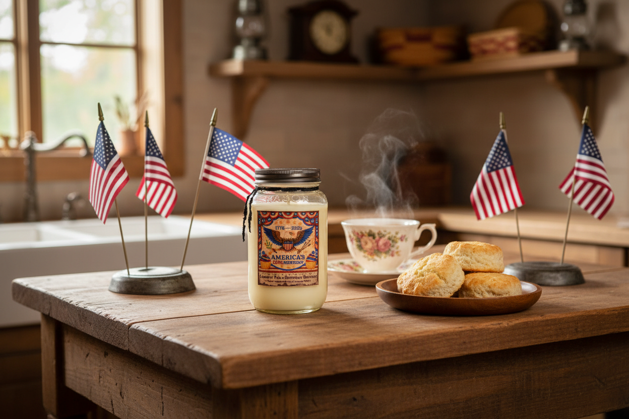 Liberty Tea and Birthday Biscuits Mason Jar Candle 24 Ounce