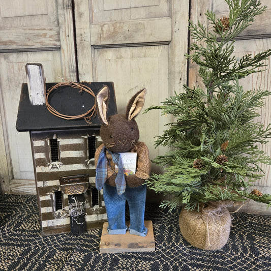 Primitive Bunny Holding Book