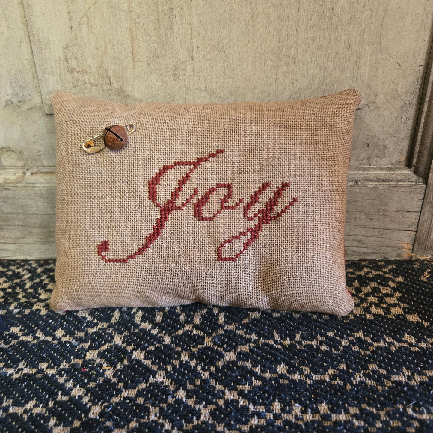 Collection of Primitive Christmas Cross Stitch Pillows