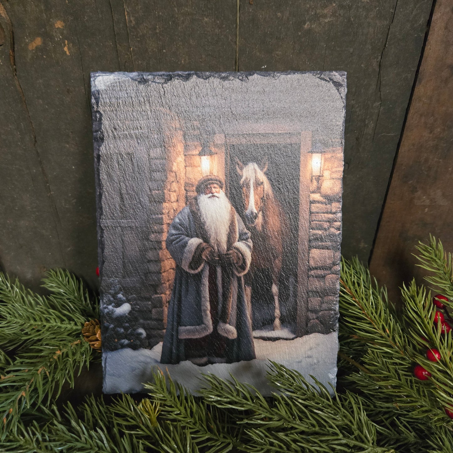 Belsnickel with Horse on Slate