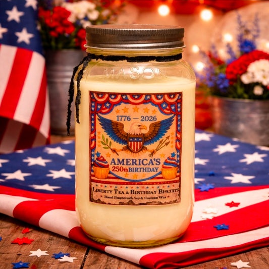 Liberty Tea and Birthday Biscuits Mason Jar Candle 24 Ounce