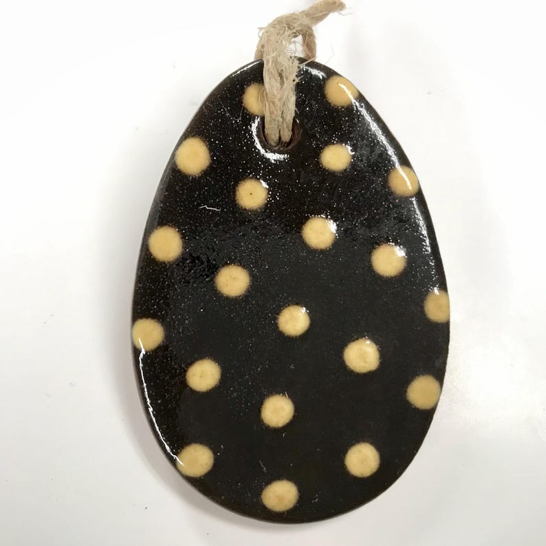 Spotted Black Egg Redware Ornament
