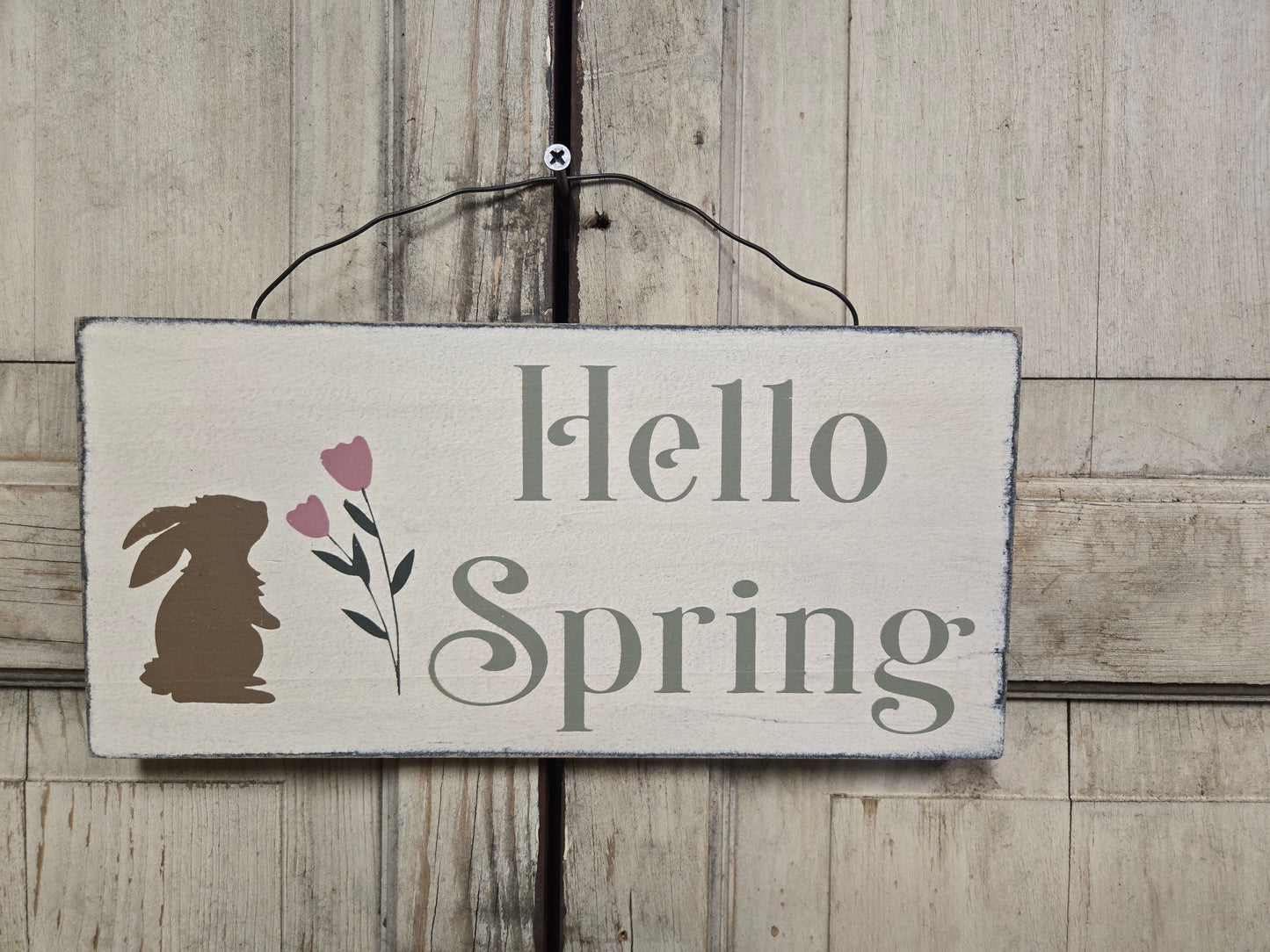 Hello Spring Wood Sign