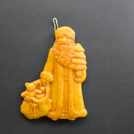 Santa with Toy Bag and Tree Beeswax Ornament