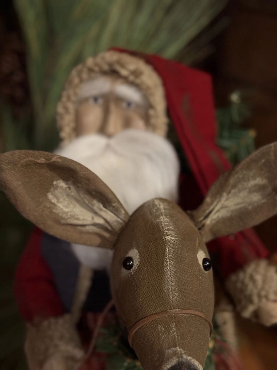 Primitive Santa on Deer