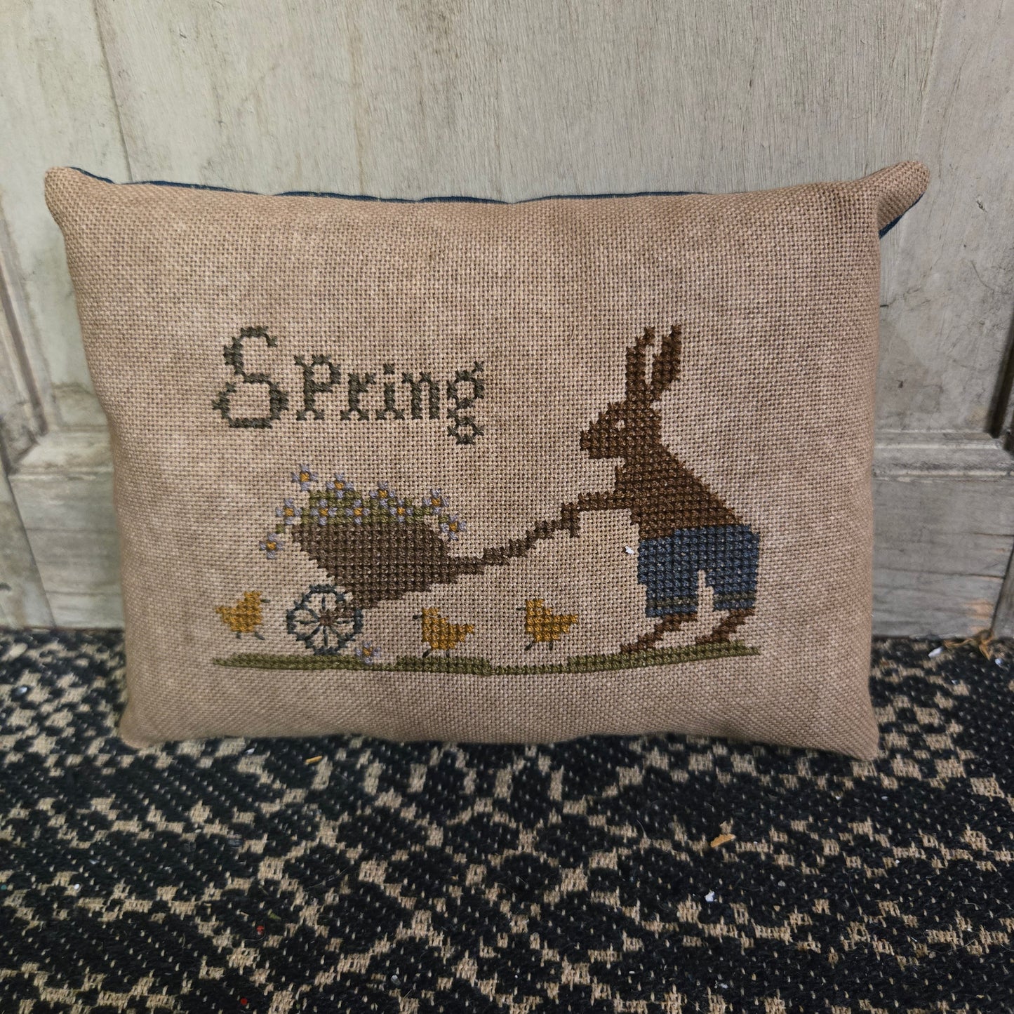Collection of Primitive Spring Cross Stitch Pillows