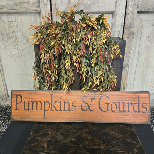 Pumpkins and Gourds Primitive Wood Sign