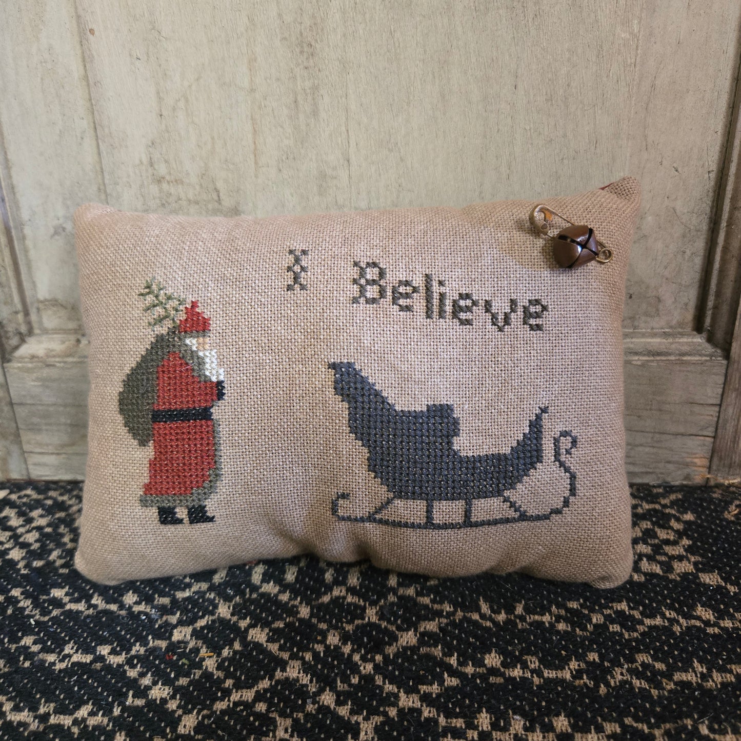 Collection of Primitive Christmas Cross Stitch Pillows