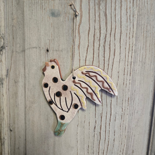 Rooster Redware Ornament