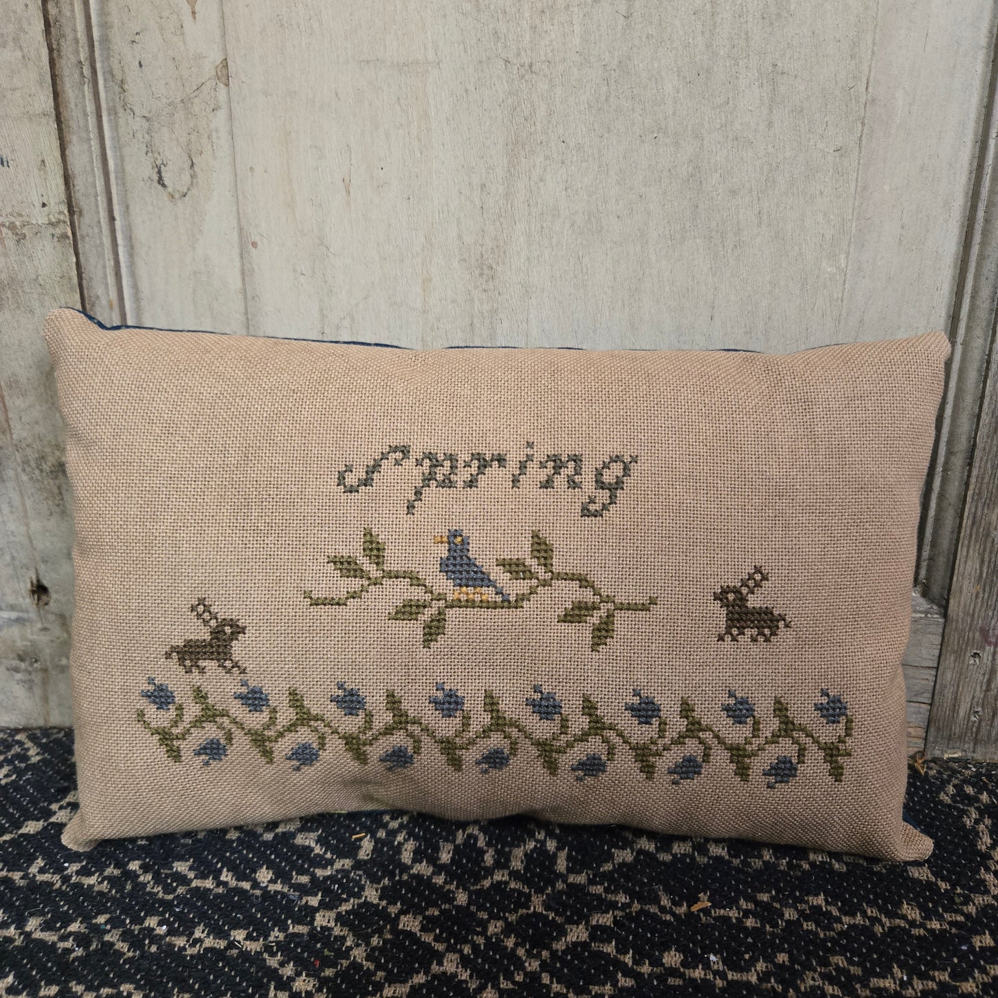 Collection of Primitive Spring Cross Stitch Pillows