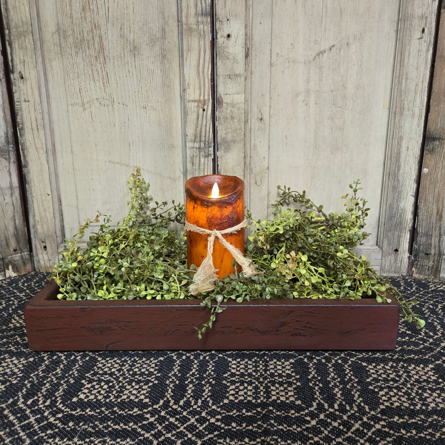 Primitive Wood Tray Burgundy