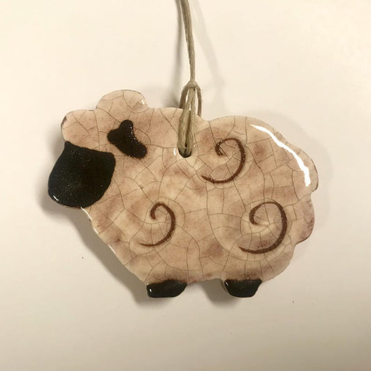 Wooly Sheep Redware Ornament