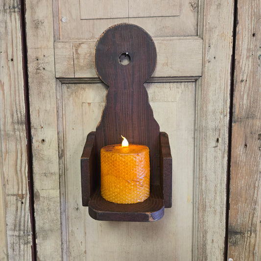 Burgundy Comb Painted Wood Candle Sconce