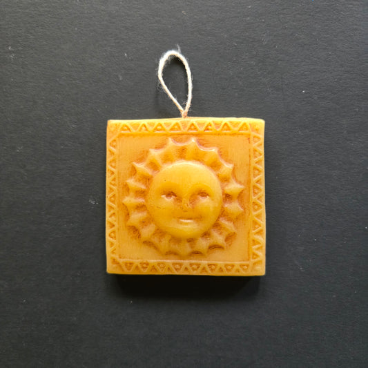 Small Sun Square Beeswax Ornament