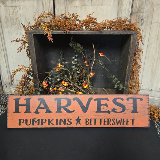 Harvest Pumpkins Bittersweet Primitive Wood Sign