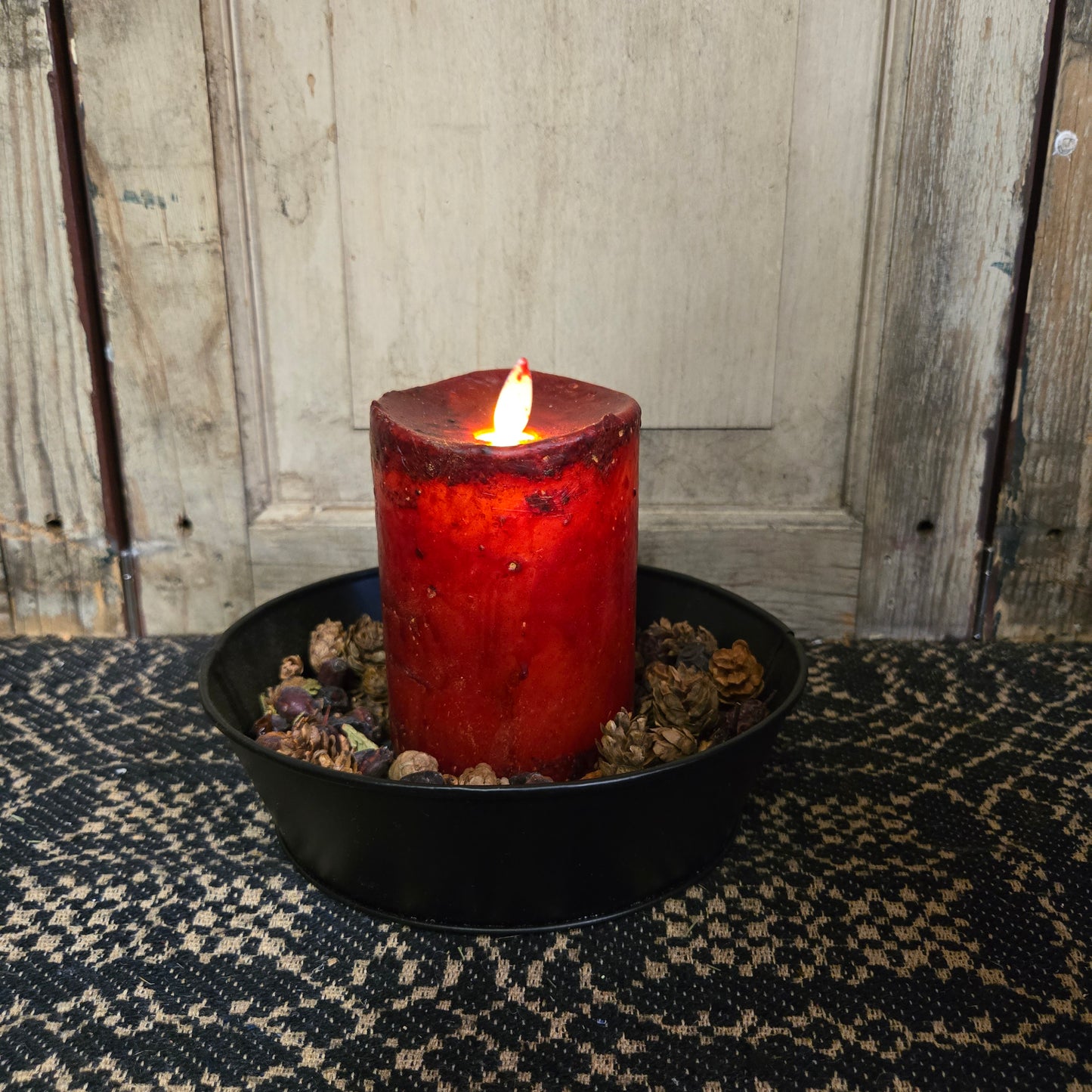 3" x 4" Moving Flame Pillar Burgundy