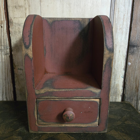 Wood Sconce with Drawer - Burgundy