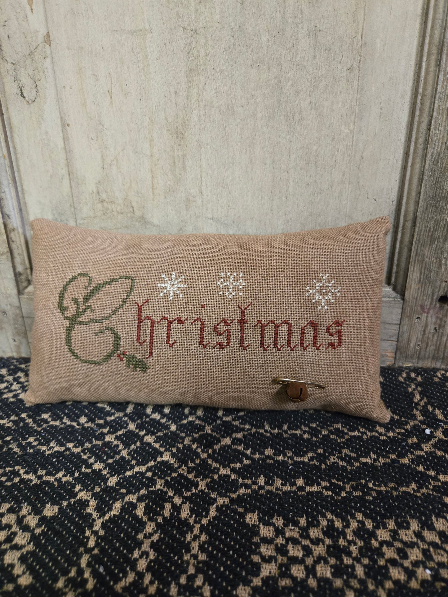 Collection of Primitive Christmas Cross Stitch Pillows