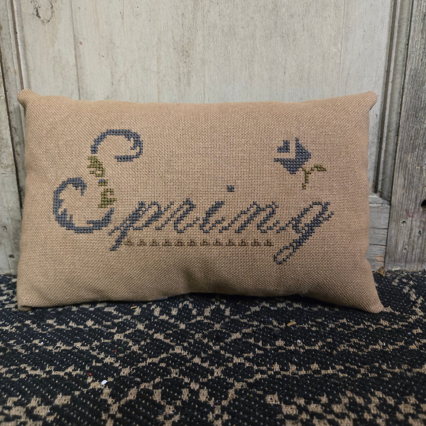 Collection of Primitive Spring Cross Stitch Pillows