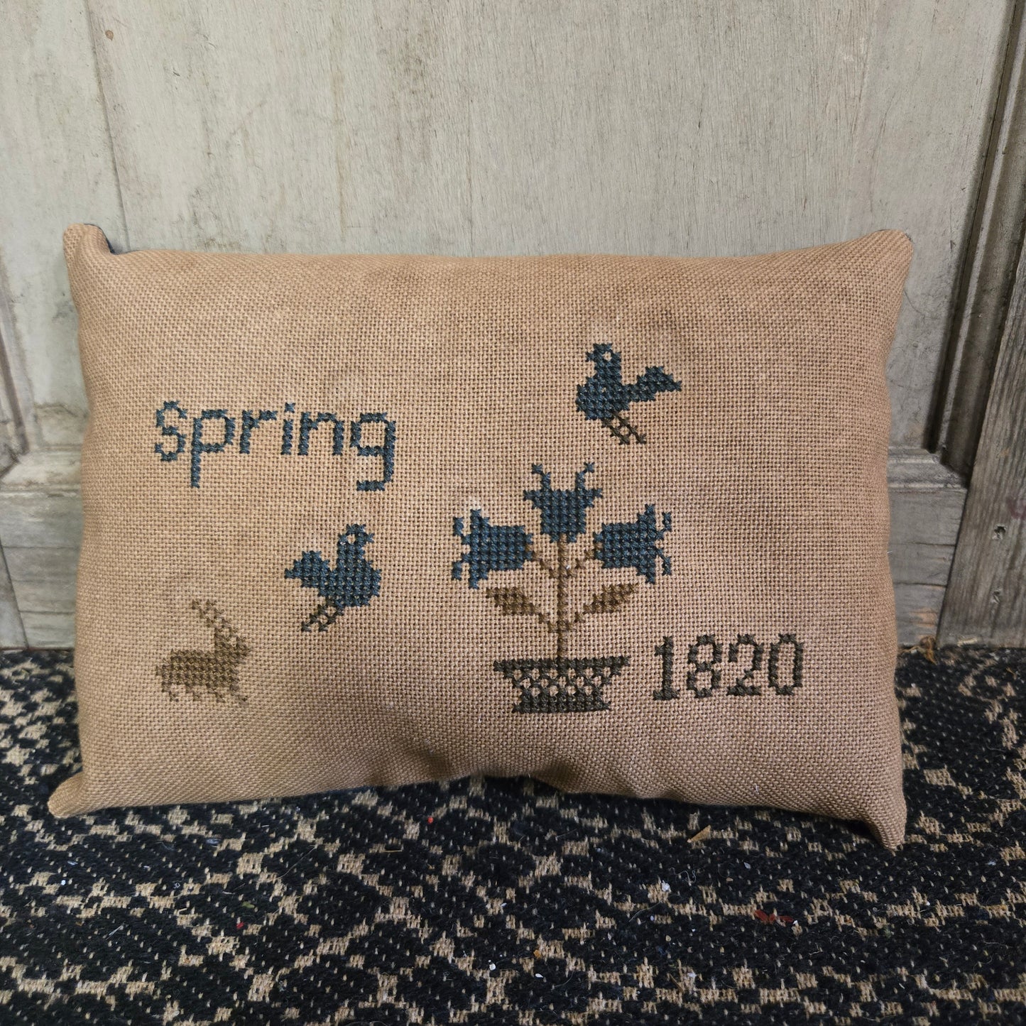 Collection of Primitive Spring Cross Stitch Pillows