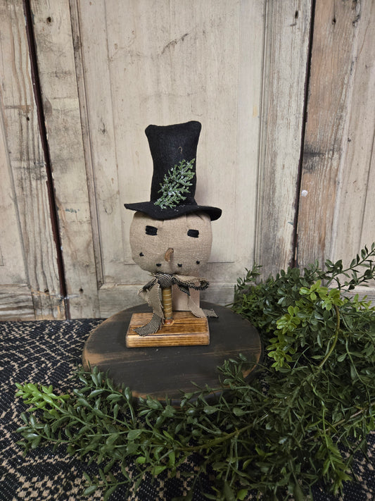 Primitive Snowman with Hat