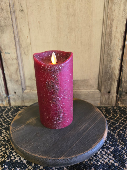 Moving Flame Pillar Candle-Red Mica 3×6