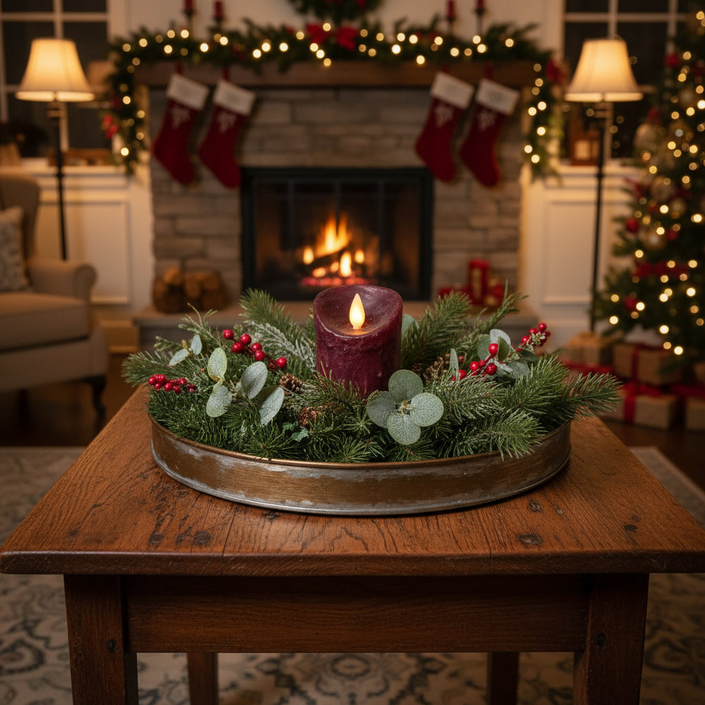 2" x 3" Moving Flame Pillar Burgundy