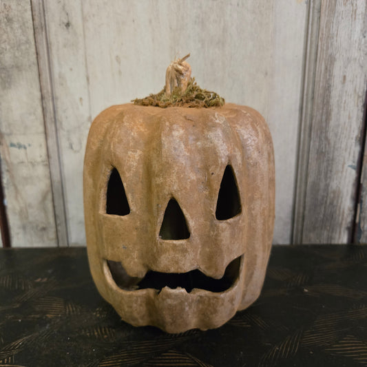 Large Oval Carved Pumpkin Tan