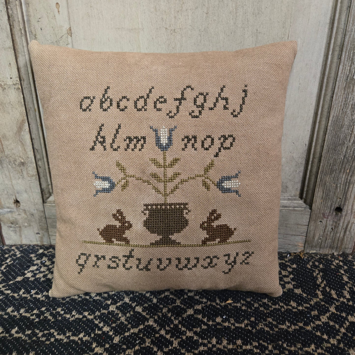 Collection of Primitive Spring Cross Stitch Pillows