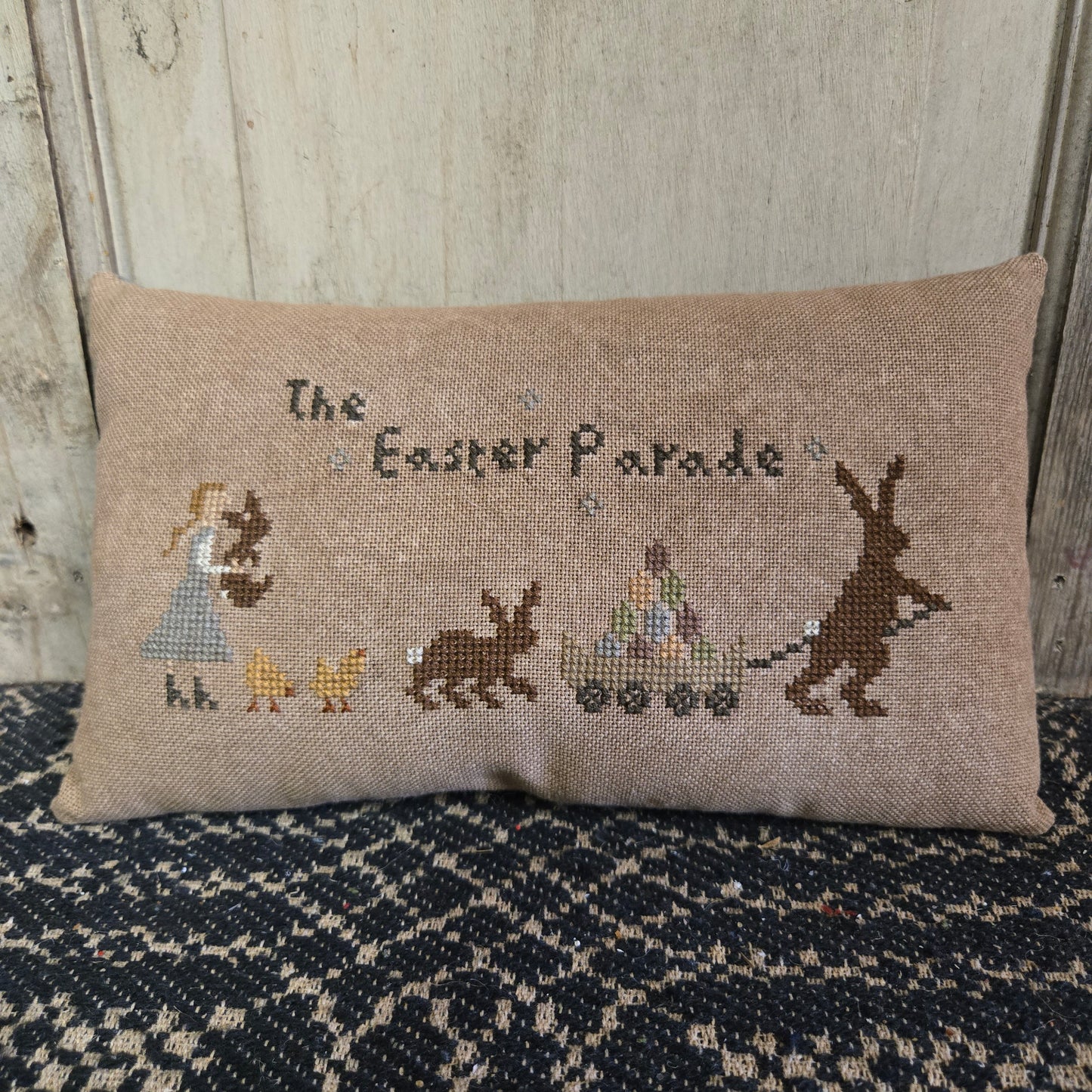 Collection of Primitive Spring Cross Stitch Pillows