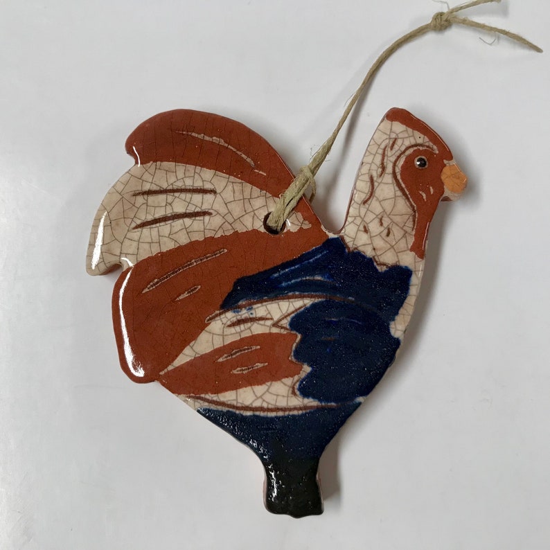 Rooster Redware Ornament